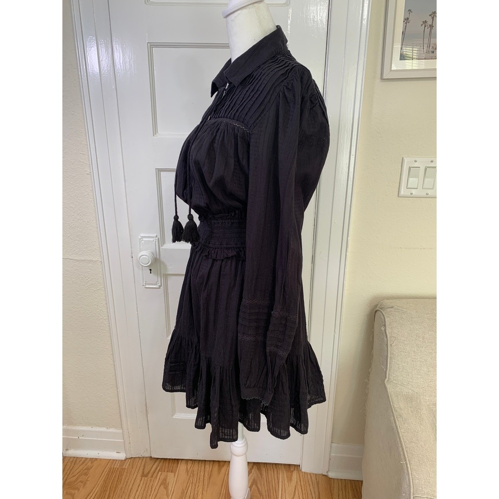 Cleobella Farlow Long Sleeve Organic Cotton Black Minidress CBK Cocktails / SZ S - Picture 4 of 16